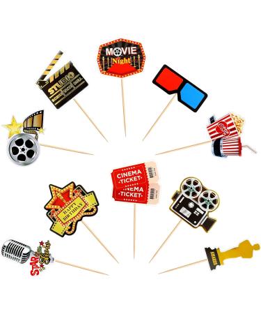 Ercadio 30 Pack Movie Cupcake Toppers Movie Night Cupcake Picks Roll Camera Popcorn Cupcake Toppers Hollywood Theme Baby Shower Birthday Party Cake Decoration Movie-04 - Buy Online on GoSupps.com