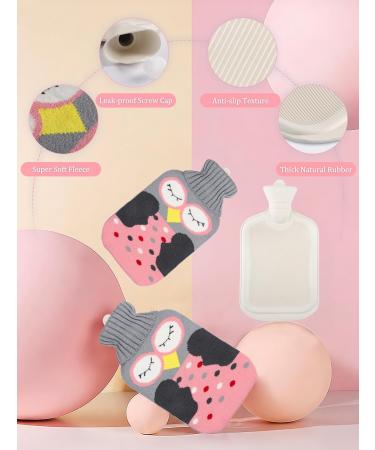 2L Hot Water Bottle with Pink Owl Cover - Large Capacity for Pain Relief - Hot/Cold Compress for Hand, Feet, Neck, Shoulder - Gift for Women, Parents, Children - Buy Online on GoSupps.com