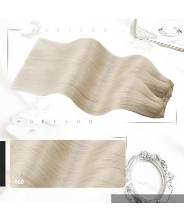 Moresoo 16 Inch Platinum Blonde Clip in Human Hair Extensions - Remy Hair 7 Pieces/120g #60 - Buy Online on GoSupps.com