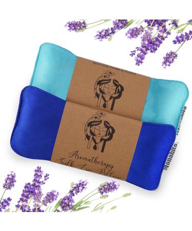 MONAHITO Eye Pillow Lavender for Relaxation Weighted Eye Pillow for Yoga Spa Meditation Moist Heat & Cold Eye Compress Eye Mask - Relaxation Gifts for Women/Men - Pack of 2 Blue