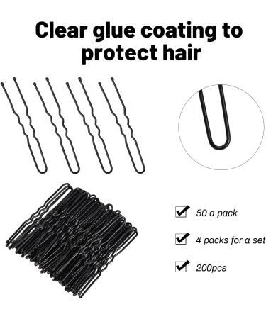 Doryum U Shaped Hair Pins Kit 200 Pcs Hair Pins for Women Girls Hair Fixation Professional Black Bobby Pins U Shape Bun Hair Pins for Women Girls and Hairdressing Salon - Buy Online on GoSupps.com