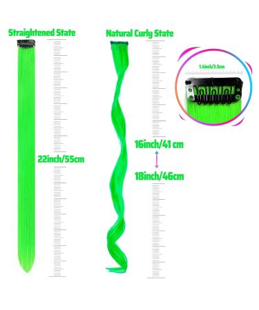 Green Clip-In Hair Extensions for Girls - 17 Inch Colorful Curly Wavy Hair Accessories - 12 PCS Highlight for Parties & Kids - Buy Online on GoSupps.com