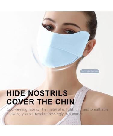 Aizuoni UV Protection Masque | Breathable Ice Silk Face Shield | Reusable Sun Shield Face for Women Sunscreen Masque for Fishing Hiking Cycling blue - Buy Online on GoSupps.com