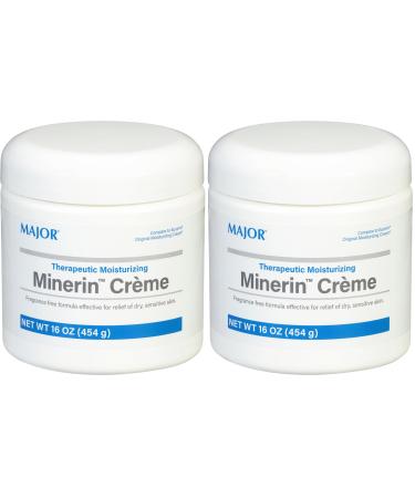 MAJOR Therapeutic Moisturizing Minerin Cr me - Body Cream Moisturizer for Dry Skin - Fragrance-Free - 16 Oz. (Pack of 2)