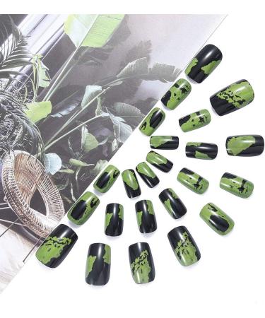 Coffin False Nails Short Fake Nails Graffiti Artificial Acrylic Press on Nails Full Cover Stick on Nails 24pcs for Women and Girls (Color : BROWN Size : 1) 1 count (Pack of 1) BROWN - Buy Online on GoSupps.com
