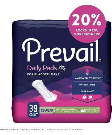 Prevail Incontinence Bladder Control Pads - Very Light Absorbency - Regular - 26 Count - Buy Online on GoSupps.com