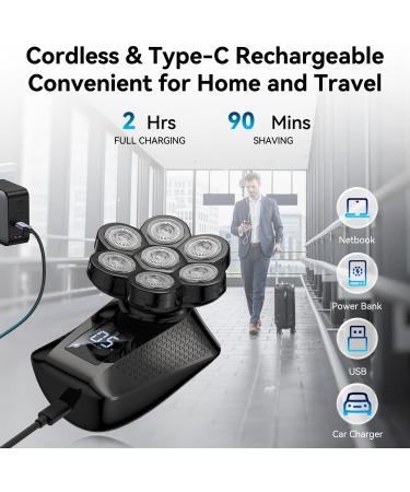 PEACEONE 7D Waterproof Rotary Head Shaver for Bald Men | 5-in-1 Grooming Kit | USB Rechargeable with LED Display | Ideal Wet/Dry Hair Trimmer - Buy Online on GoSupps.com