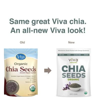 Viva Naturals Organic Raw Chia Seeds 1 lb - Premium Quality Superfood - Buy Online on GoSupps.com