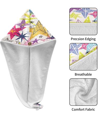Colorful Doodle Star Dry Hair Cap & Button Headband Set | Quick Drying Super Absorbent Towel | Soft & Comfortable | International Shipping Available - Buy Online on GoSupps.com