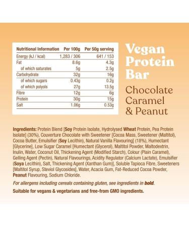 Free Soul Vegan Protein Bar | Plant Based Chocolate Caramel & Peanut | High Protein Dairy Free Low Sugar Low Carb | 12 Count - Buy Online on GoSupps.com