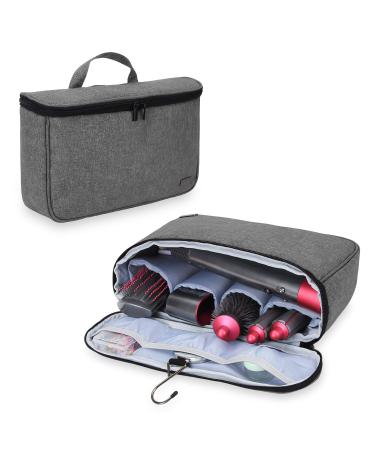 Teamoy Travel Storage Bag Compatible with Dyson Airwrap Styler Portable Travel Organiser for Airwrap Styler and Attachments Grey Style 2-- Portable bag for hair curler Gray