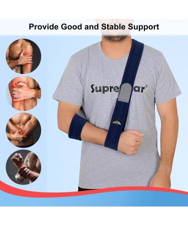 Supregear Adjustable Lightweight Arm Sling | Breathable Shoulder Immobilizer Support 180cm - Dark Blue - Buy Online on GoSupps.com