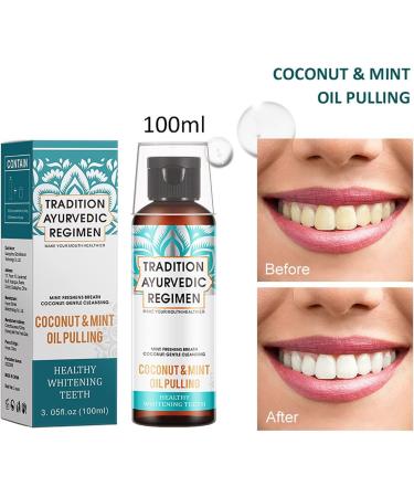 Lightening Oil Mouthwash | Natural Teeth Whitening with Coconut & Peppermint | Ayurvedic Formula - 100/200ml - Buy Online on GoSupps.com