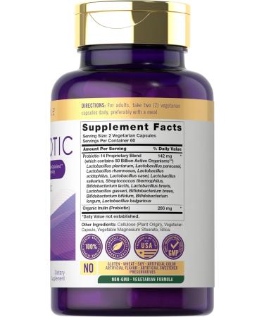 Carlyle Probiotics with Prebiotics | 120 Capsules | 50 Billion Active Organisms | Non-GMO & Gluten Free Supplement - Buy Online on GoSupps.com