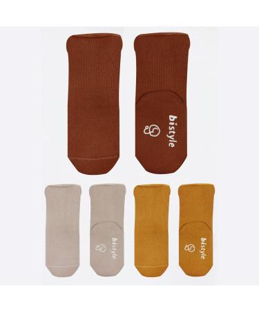 Buy Cotton Anti-Slip Baby Socks | Winter Warm Toddler Socks | 3 Pairs for Newborn & Young Girls (2-3 Years) - Brown - Buy Online on GoSupps.com
