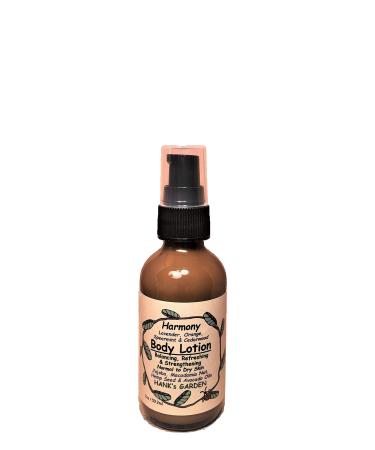 Hank's Garden HARMONY Aromatherapy Body Lotion - Moisturizer - Lavender Spearmint Orange & Cedar - All Natural - Eco Friendly - VEGAN ORGANIC - Biodegradable - Non GMO (2 oz / 59.2 ml)