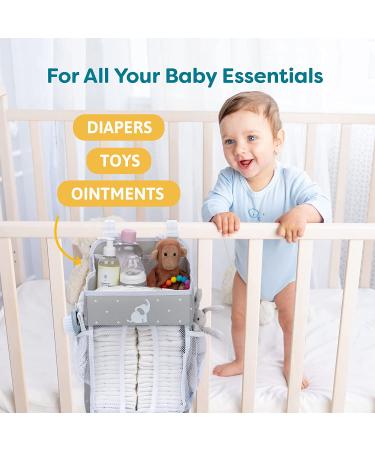 Cradle Star Hanging Diaper Caddy Organizer - Nursery Baby Organizer with Multiple Pockets - Diaper Storage and Changing Table Organizer - Gray Standard Grey - Buy Online on GoSupps.com