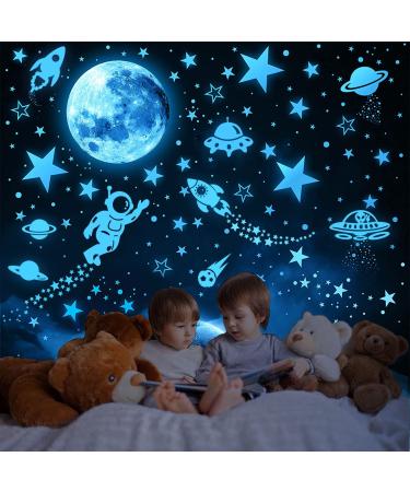 Glow in The Dark Stickers 1199pcs Luminous Stars Moon Rocket and Planets Wall Stickers for Ceiling Or Walls Glow Brighter and Longer Perfect for Girls Boys Kids Bedroom Living Room Decoration Astronaut WallStickers