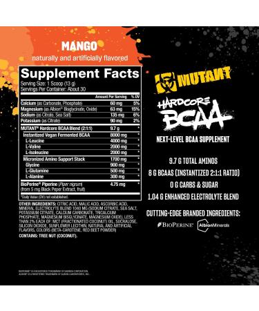 Mutant Hardcore BCAA Mango - 390g - Buy Online on GoSupps.com