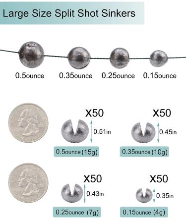 Avlcoaky Split Shot Fishing Weights 0.15oz 50-Pack - Large Sinkers for Fishing Line, Removable Round Split Shot Sinkers for Saltwater & Freshwater Fishing - Buy Online on GoSupps.com