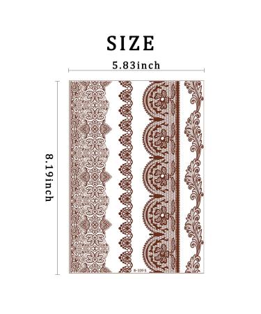 Brown Henna Temporary Tattoo Stickers - Waterproof Lace Designs for Women - Festive Party Favors - 5 Sheets - Buy Online on GoSupps.com