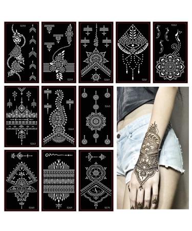 30 Sheets Henna Tattoo Kit Stencil Glitter Temporary Tattoo Templates Indian Henna Tattoo Sticker Kit For Body Hand Painting(1)