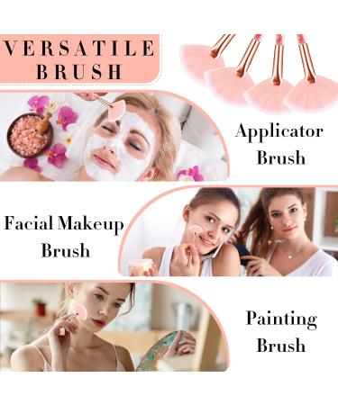 12 Pcs Glitter Quicksand Handle Fan Brushes for Facial Masks - Soft Cosmetic Applicators with Pouch Case (Pink) - Buy Online on GoSupps.com