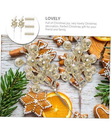 COOPHYA 20pcs artificial berry picks christmas tree Accessories decorate berry christmas artificial plant flower garland cutting Christmas berry branch crafts christmas berries artificial Golden 19X5X5CM - Buy Online on GoSupps.com
