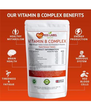 Vitamin B Complex High Strength 60 Tablets (2 Months Supply) All 8 Vitamins B in 1 Tablet Vitamins B1 B2 B3 B5 B6 B12 Biotin & Folic Vitamin B for Men & Women Vegan Made in The UK 1 count (Pack of 60) - Buy Online on GoSupps.com