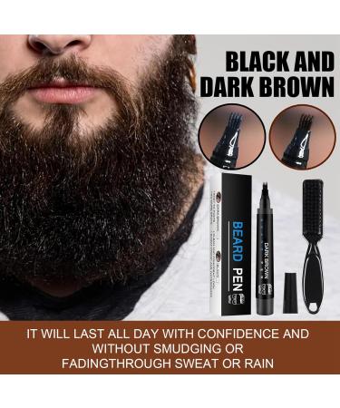 Men's Beard Pencil Filler - Waterproof Dark Brown Beard Pen and Brush - Natural Long-Lasting Coverage Mustache Kit for Styling and Thickening Facial Hair - Buy Online on GoSupps.com