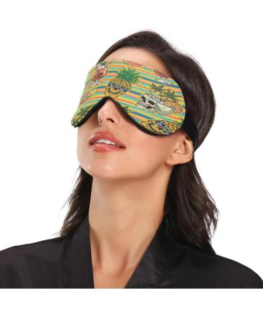 Sleep Mask Light Blocking Tropical Pineapple Skull - Soft Adjustable Eye Cover for Men & Women | Travel & Naps - Buy Online on GoSupps.com