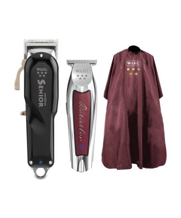 Wahl Cordless Senior and Cordless Detailer Combi Kit Professional Hair Clippers Pro Hair Trimmers Pro Haircutting Kit Adjustable Taper Lever Crunch Blade Cordless Lightweight Barbers Supplies