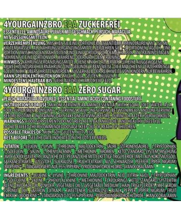 4YourGainz Bro EAA Keto-Blend Amino Acids - Vegan BCAA for Bodybuilding - 500g Fresh Green Apple - International Shipping Available - Buy Online on GoSupps.com