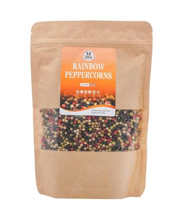 52USA Rainbow Peppercorns 12oz, Peppercorns for Grinder Refill, Whole White Peppercorns, Red Peppercorns, Black Peppercorns, Mixed Peppercorns, Rainbow Pepper Mix