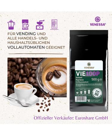 VENESSA VIE 100P Premium Instant Espresso 5 x 500 g for automatic machines gently roasted instant coffee powder powerful aromatic soluble and high yield perfect for the - Buy Online on GoSupps.com