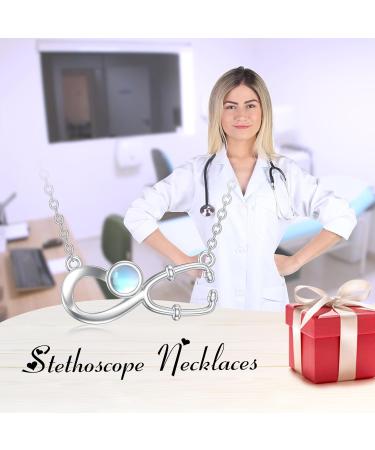 Sterling Silver Nurse Stethoscope Necklace - Moonstone Doctor Jewelry | RN Graduation Gift | Medical-Themed Accessories - Buy Online on GoSupps.com