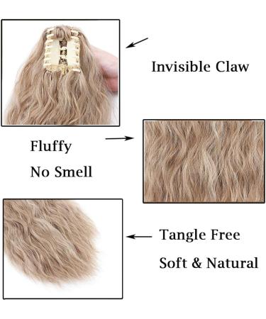 24" Corn Wave Ponytail Extension Claw Clip on Ponytails Wavy Curly Hair Extensions Jaw Pony Tail Hairpiece Light ash Brown mix Bleach Blond 24inch (Pack of 1) Yaki-Light ash Brown mix Bleach Blond - Buy Online on GoSupps.com