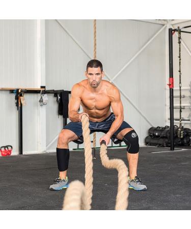 7mm Compression Knee Sleeves (1 Pair) for Squats Weightlifting - Medium Black - Men & Women - Buy Online on GoSupps.com