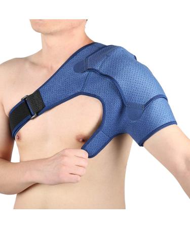 ZJchao Navy Blue Compression Shoulder Pad L - Pain Relief Brace with Elastic Fabric & Hook Loop Fastener - Buy Online on GoSupps.com