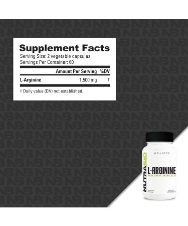 NutraBio L-Arginine Supplement 750mg Nitric Oxide Precursor Supports Blood Flow Vascular Health and Muscle Growth- L Arginine Supplements for Men and Women- 120 Capsules 120 Count (Pack of 1) - Buy Online on GoSupps.com