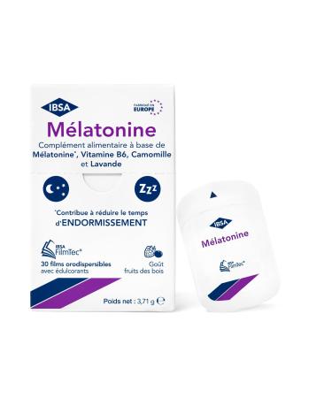 Filmtec Ibsa Melatonin Filmtec Ibsa-Melatonin-based dietary supplement-melts in a few seconds without water-taste of forest fruits-box with 30 filtec melting films