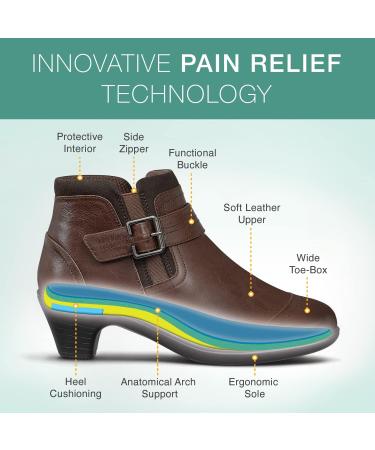 Orthofeet Emma 6 Brown: Innovative Orthopedic Boots for Women - Ideal for Plantar Fasciitis Relief with Arch Support, Cushioning Sole, and Extended Widths - Buy Online on GoSupps.com