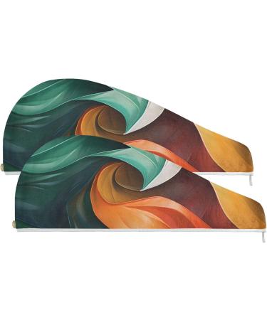 Abstract Pattern Hair Towel 2 Pack - Super Absorbent Quick Dry Hair Turbans with Button Twist Wrap for Women & Girls | Ideal for All Hair Types - Buy Online on GoSupps.com