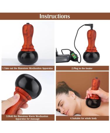 ZXCVB Electric Heating Bian Stone Gua Sha Massage Tool - Hot Compress Physiotherapy for Back & Face - Brass Moxibustion Device - Buy Online on GoSupps.com