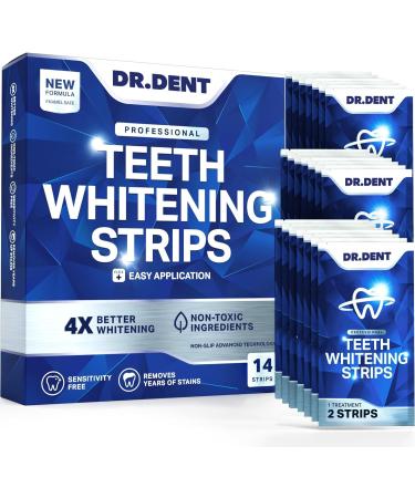 DRDENT Bandes de blanchiment des dents professionnelles 7 traitements Sans danger pour l' mail Blanchiment des dents non sensible Blanchiment sans aucun dommage Lot de 14 bandes + ouvre-bouche