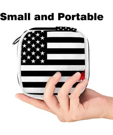GIAPB Sanitary Napkin Storage Bag | Period Tampon Makeup Pad Pouch | Black USA Flag Color - Buy Online on GoSupps.com