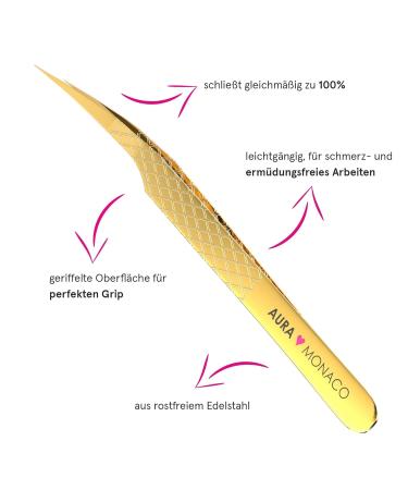 AURA Monaco Eyelash Tweezers - BAE Premium Professional Straight Tip for Eyelash Extensions & Volume Applications - Buy Online on GoSupps.com