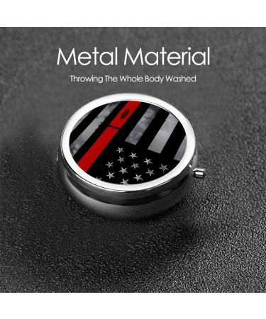 Firefighter Axe Red Line Flag Pill Box | Portable 3-Compartment Metal Container for Travel | Must-Have Mini Storage Solution - Buy Online on GoSupps.com