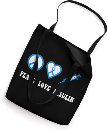 Peace Love Insulin Diabetes Awareness Tote Bag - 16 Inches | Diabetic Type One Gift - Buy Online on GoSupps.com