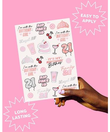 XO Fetti Finally 21 Temporary Tattoos - 54 Metallic Styles | Rose Gold & Silver - 21st Birthday Party Decorations - Buy Online on GoSupps.com